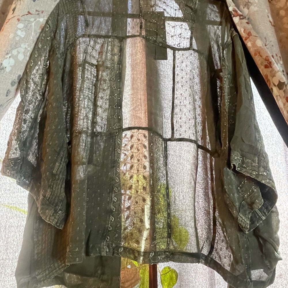 Sheer Gravel Young Threads Patchwork Blouse